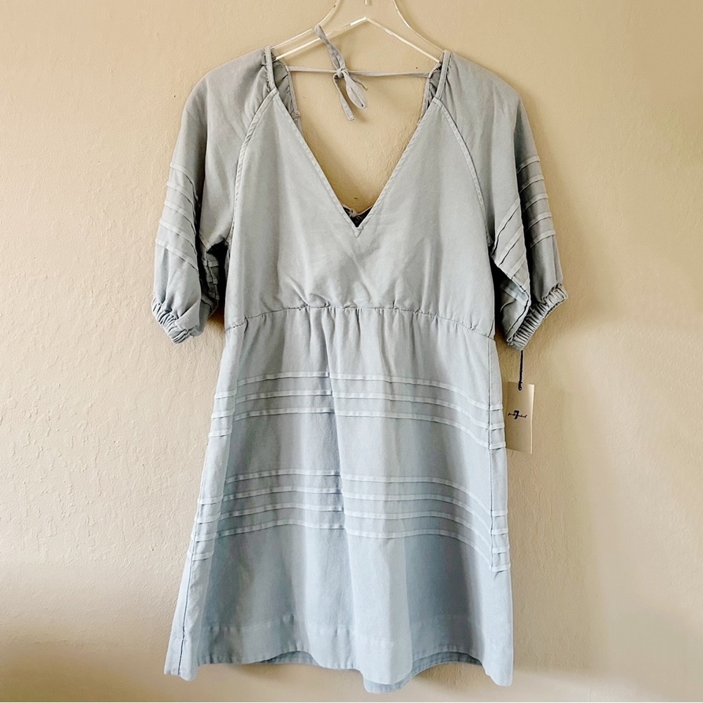 7 For all Mankind Baby Blue Babydoll Tie Dress